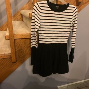 Express Black and White Knit Dress M
